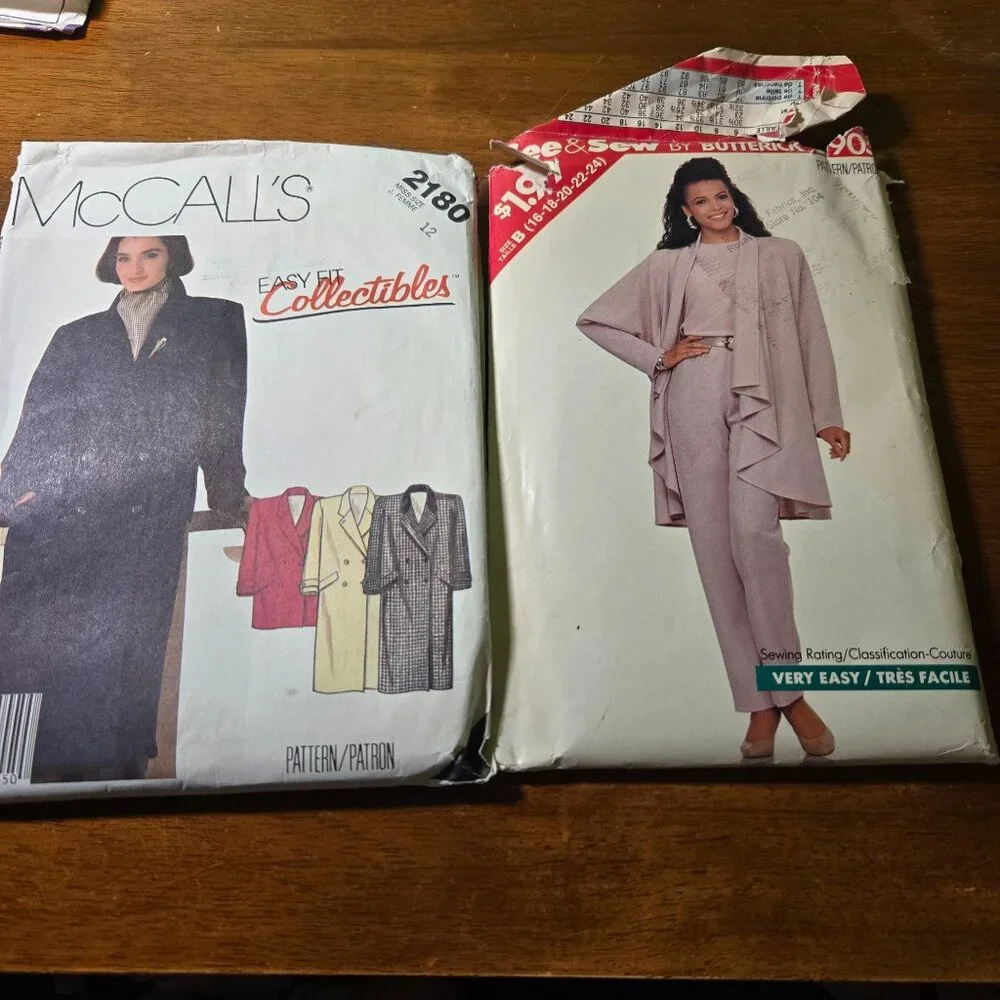 Womens vintage sewing patterns 1980s car coat, dress, jacket Unverified
